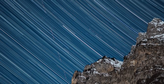 Star trail, nature, night, swiss alps wallpaper