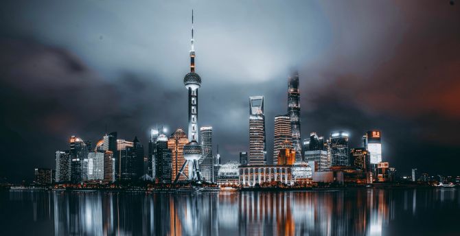 Thượng Hải, cảnh quan thành phố, hình nền đêm