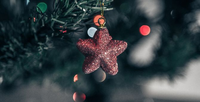 Stars, Christmas, tree, bokeh, blur, decorations, 2017 wallpaper