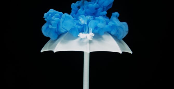 Umbrella, blue ink dipping, abstract wallpaper