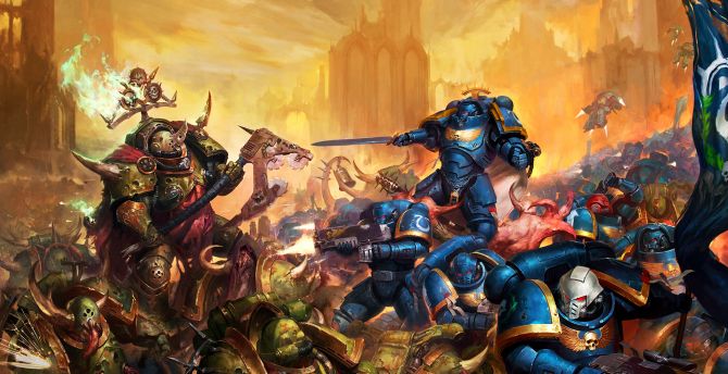 Warhammer 4k, warriors, video game, art wallpaper