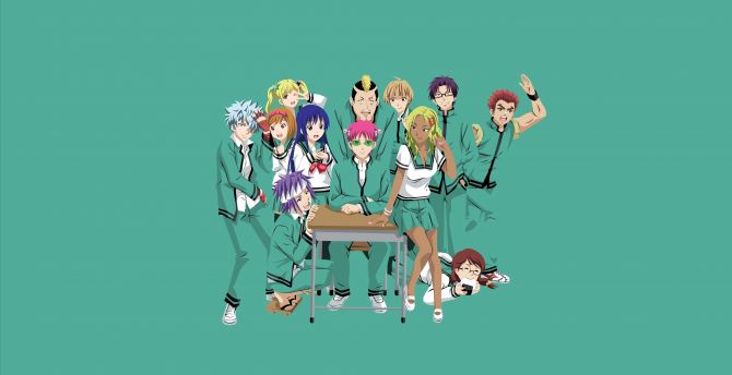 Characters, The Disastrous Life of Saiki K., anime, minimal wallpaper