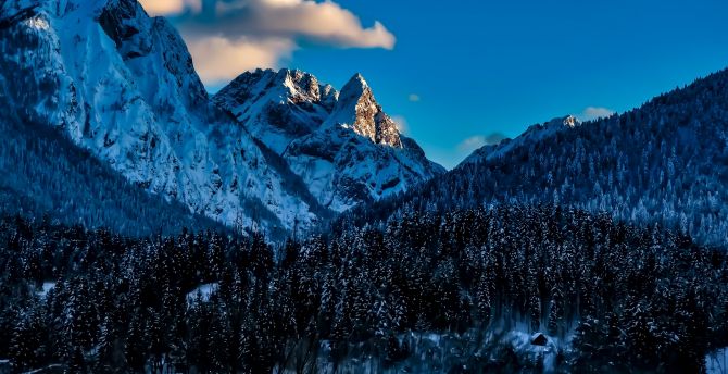 Snow mountains, winter, Italy wallpaper