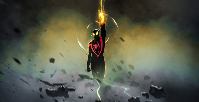 Spider-man, black suit, 2020, artwork wallpaper