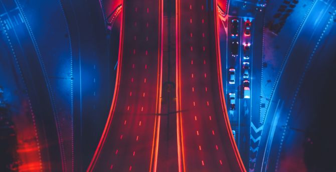 Highway, road at night wallpaper