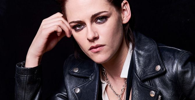 Leather Jacket, Kristen Stewart, actress wallpaper