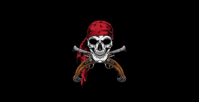 Pirate, skull, minimal wallpaper