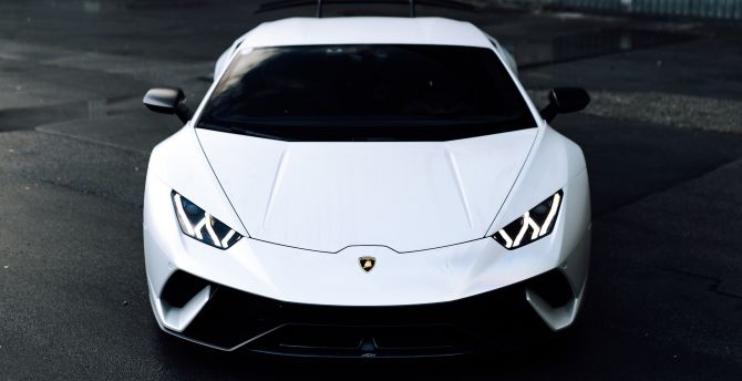 Lamborghini Aventador, front-view, white car wallpaper