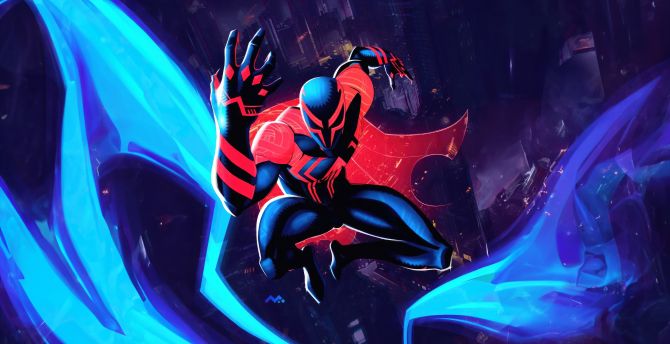 Spiderman 2099, futuristic hero, art wallpaper