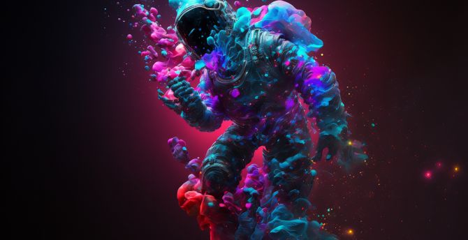 Art, fading astronaut, colorful wallpaper