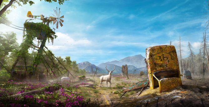Landscape, deer, video game, Far Cry New Dawn wallpaper