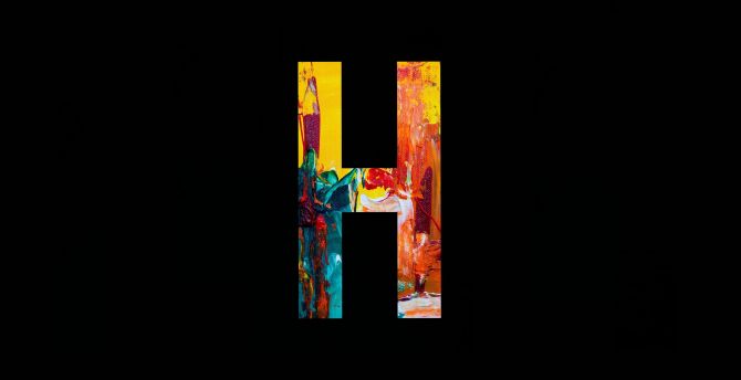 H alphabet, colorful, dark art wallpaper