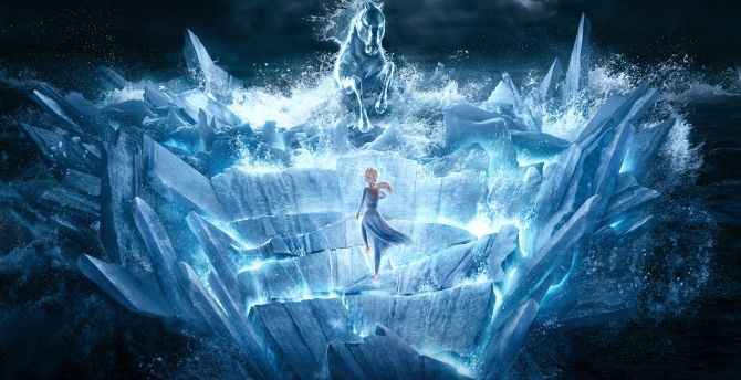 Frozen movie, snow horse, sea ride wallpaper