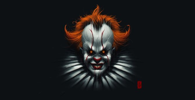 Clown, face, creepy, minimal wallpaper