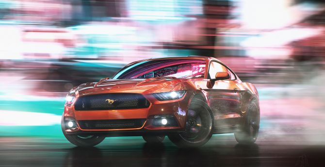 Ford Mustang, car, art wallpaper