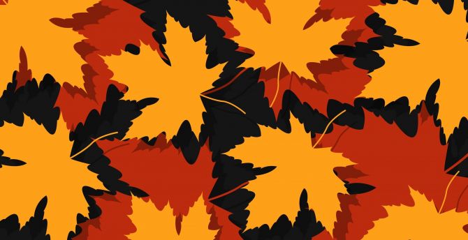 Maple leaf, autumn, digital art wallpaper