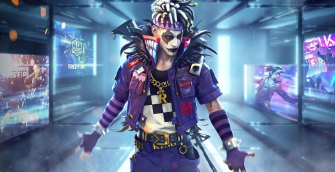 Garena Free Fire, game, clown character, 2020 wallpaper