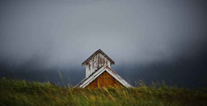 House, roof, landscape, Norway wallpaper