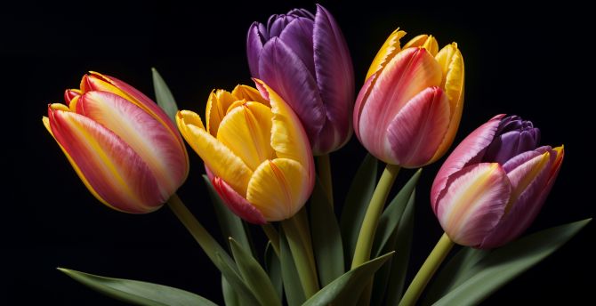Tulips, flowers colourful, close-up wallpaper