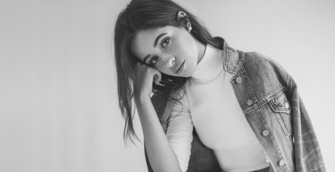 Camila Cabello, monochrome, 2018 wallpaper