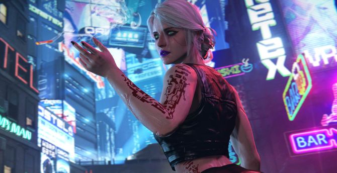 Ciri, The witcher, cyberpunk 2077, artwork wallpaper