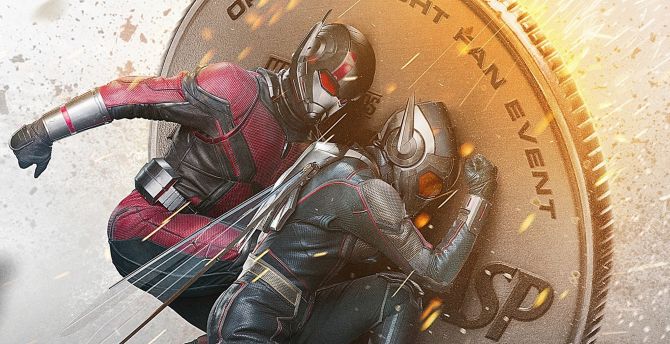Ant-man and The Wasp, behind coin, action movie, 2018 wallpaper
