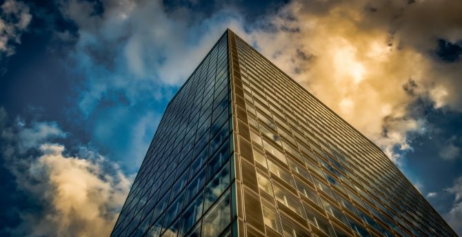 Modern architecture, building, clouds, sky, tower wallpaper