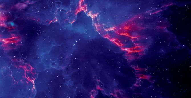 Starry and cloudy, cosmos, galaxy, clouds wallpaper