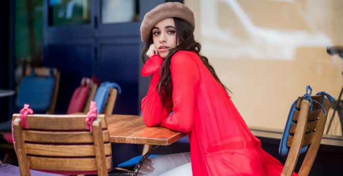 Camila Cabello, red dress, 2018, photoshoot wallpaper