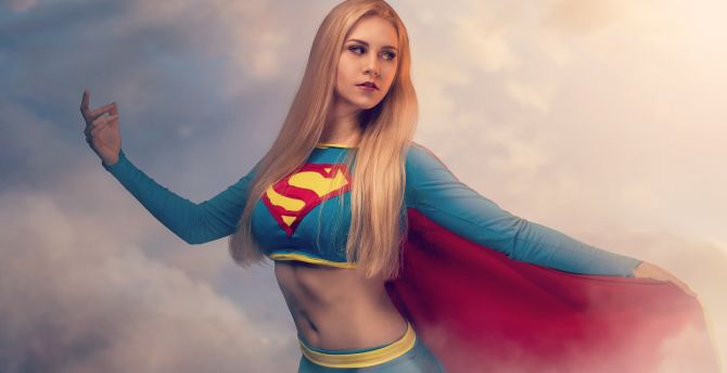 Supergirl, cosplay, girl model, blonde, long hair wallpaper