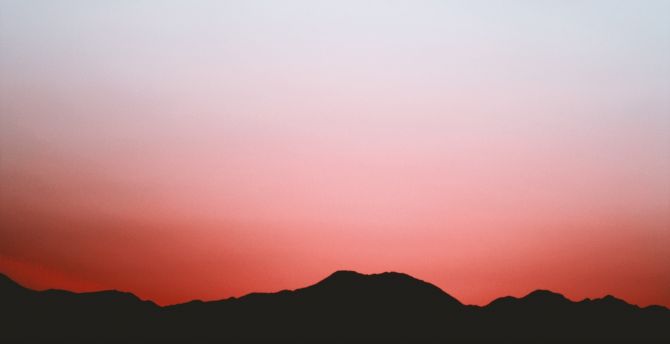Silhouette, sunset, hills, minimal wallpaper