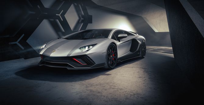 Gray car, 2022 Lamborghini Aventador LP 780 4 Ultimaee Roadster, supercar wallpaper