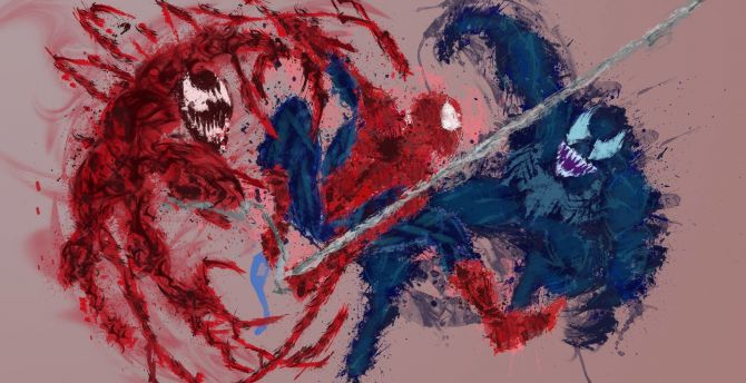 Spidey, venom and carnage, artwork wallpaper