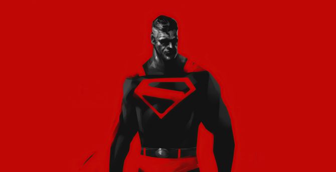 Red superman, fan art, minimal wallpaper