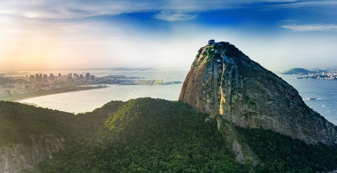 Rio de Janeiro, city, mountains, coast, aerial view wallpaper