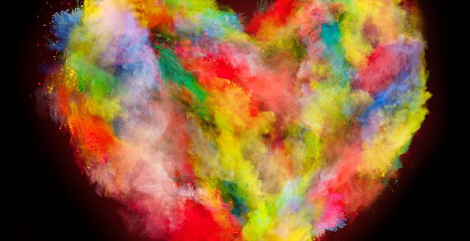 Heart, colorful, color explosion wallpaper
