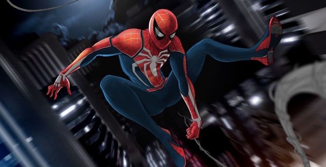 Artwork, swing, marvel, Spider-man wallpaper