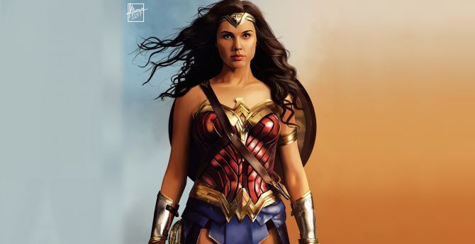 Wonder woman, artwork, warrior, superhero wallpaper