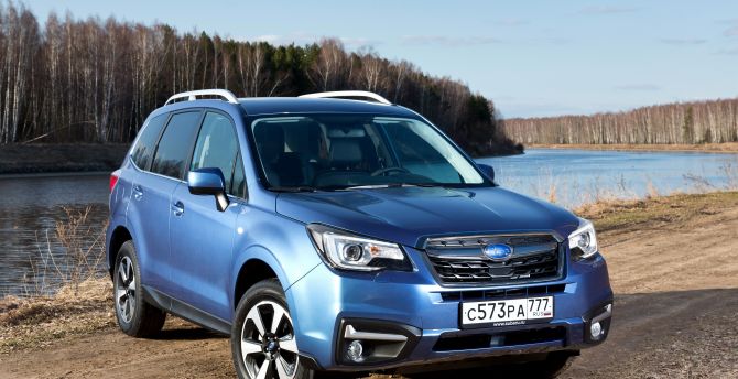 Front, blue compact SUV, Subaru Forester wallpaper