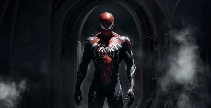 Confident, already ready for defence, Spider-man art wallpaper