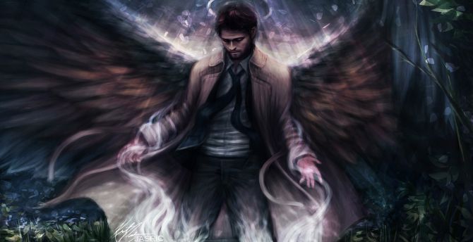 Angel, Castiel, Supernatural, fantasy, artwork wallpaper