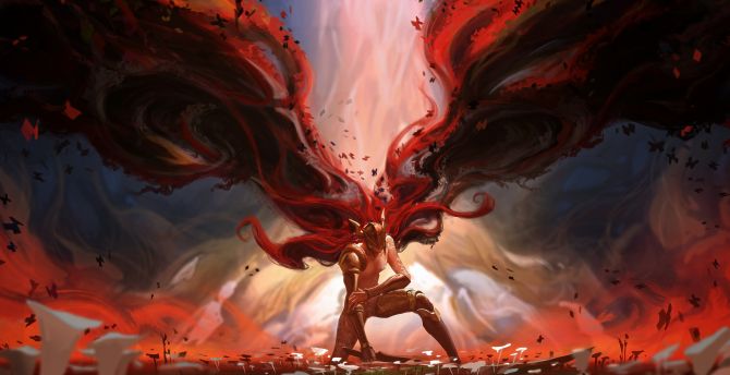 Elden Ring, Angel with red wings, fantasy wallpaper