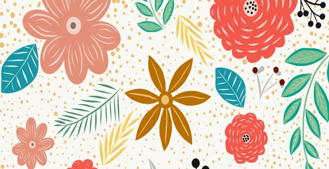 Floral design, colorful, flowers, leaf, abstract wallpaper