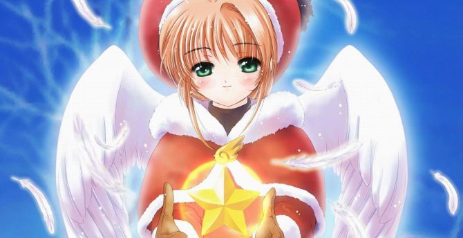 Sakura Kinomoto, anime girl, angel wallpaper