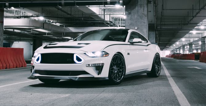 White Ford Mustang, muscle car wallpaper