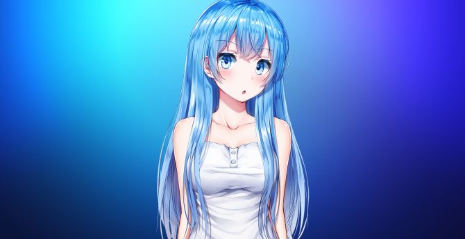 Wallpaper blue hair, anime girl, cute, original desktop wallpaper, hd  image, picture, background, b10cbc | wallpapersmug