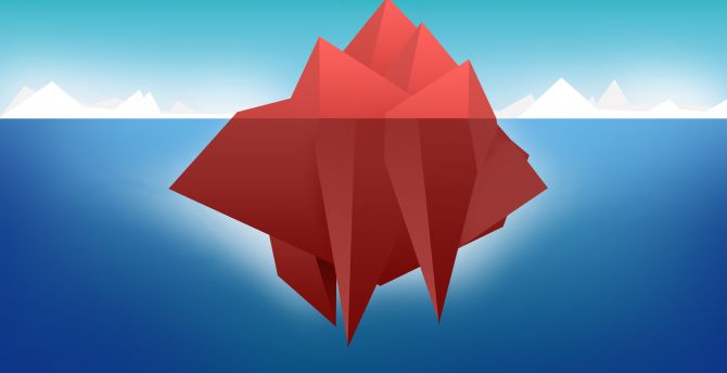 Red iceberg, submerged, artwork wallpaper