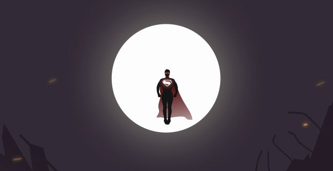 Superman, moon, knight, minimal wallpaper