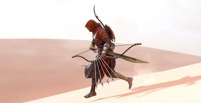 Video game, Assassin's Creed Origins, archer, desert wallpaper