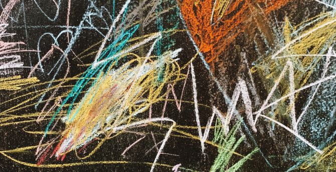 Chalk marks, board, colorful wallpaper